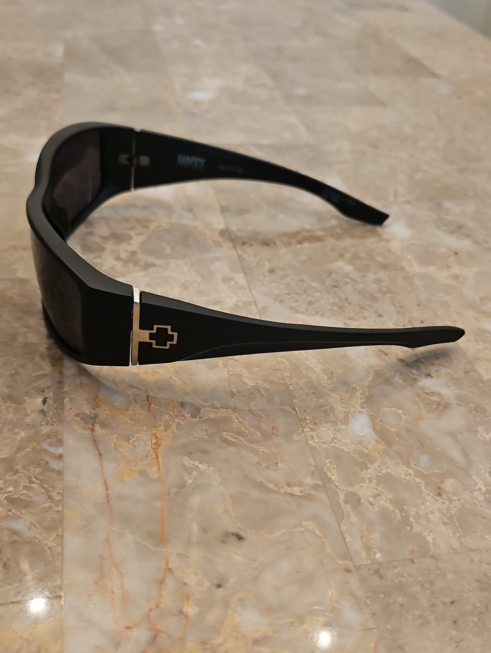 SPY Men’s Black Sunglasses with Silver Cross Temple